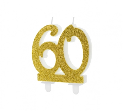 Sviečka na tortu 60 zlatá